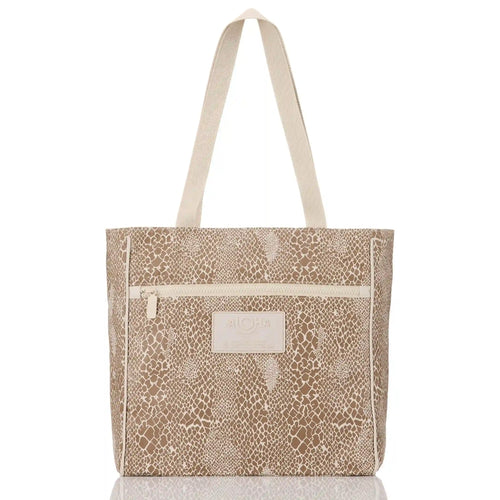 Python Go-To Tote in Cocoa on Sandstone