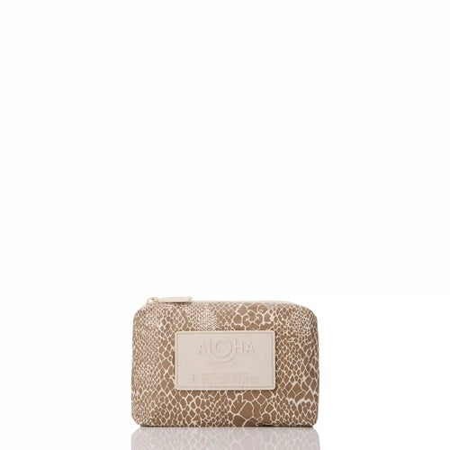 Python Mini Pouch in Cocoa on Sandstone